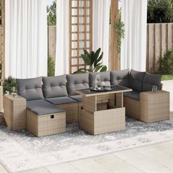 ARDEBO.de - 5-tlg. Garten-Sofagarnitur mit Kissen Beige Poly Rattan