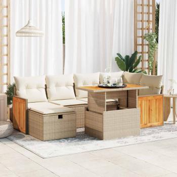 ARDEBO.de - 8-tlg. Garten-Sofagarnitur mit Kissen Beige Poly Rattan