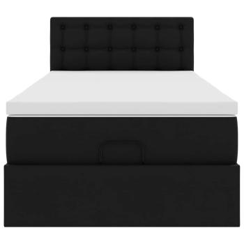 Ottoman-Bett mit Matratze Schwarz 80x200 cm Kunstleder