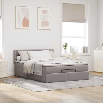 Ottoman-Bett mit Matratze Taupe 140x200 cm Stoff