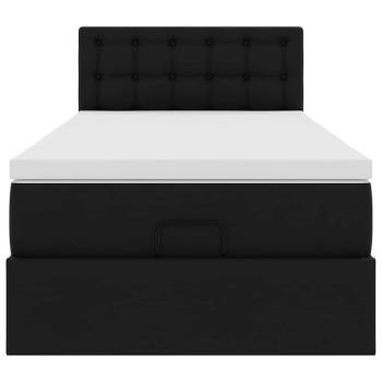 Ottoman-Bett mit Matratzen & LEDs Schwarz 80x200 cm Kunstleder