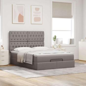 Ottoman-Bett mit Matratze Taupe 140x200 cm Stoff