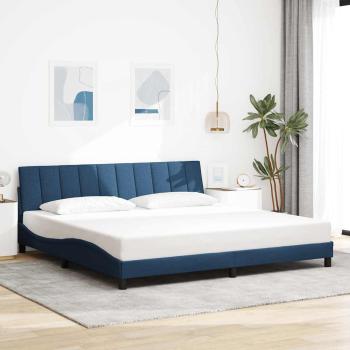 ARDEBO.de - Bettgestell ohne Matratze "Hanko" Blau 200x200 cm Stoff