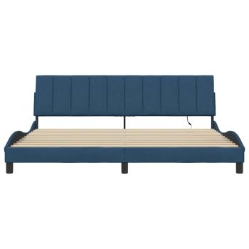 Bettgestell ohne Matratze "Hanko" Blau 200x200 cm Stoff