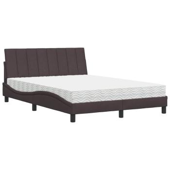 Bett mit Matratze "Hanko" Dunkelbraun 140x190 cm Stoff