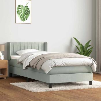 Boxspringbett mit Matratze Hellgrau 90x220 cm Samt