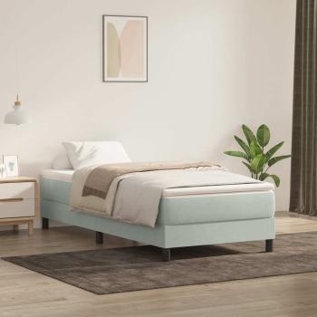 ARDEBO.de - Boxspringbett mit Matratze Hellgrau 90x220 cm Samt