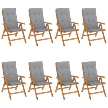 Klappst?hle Verstellbar mit Auflagen 8 Stk. Massivholz Teak