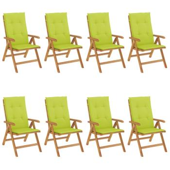 Klappst?hle Verstellbar mit Auflagen 8 Stk. Massivholz Teak