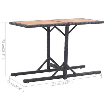 Gartentisch Schwarz Massivholz Akazie und Poly Rattan
