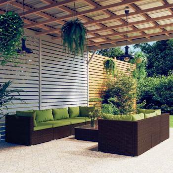 ARDEBO.de - 8-tlg. Garten-Lounge-Set mit Kissen Poly Rattan Braun