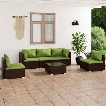 ARDEBO.de - 6-tlg. Garten-Lounge-Set mit Auflagen Poly Rattan Braun