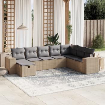 ARDEBO.de - 8-tlg. Garten-Sofagarnitur mit Kissen Beige Poly Rattan