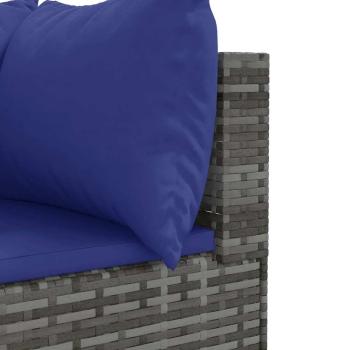 7-tlg. Garten-Lounge-Set mit Kissen Grau Poly Rattan