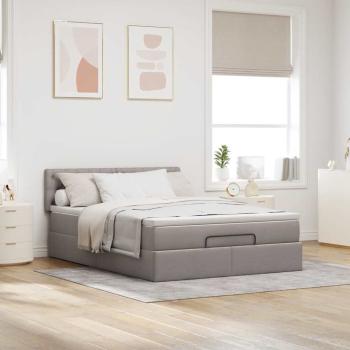 Ottoman-Bett mit Matratze Taupe 140x200 cm Stoff
