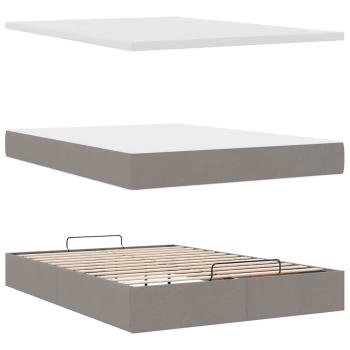 Ottoman-Bett mit Matratze Taupe 140x200 cm Stoff