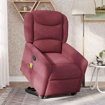 Massagesessel mit Aufstehhilfe Weinrot Stoff