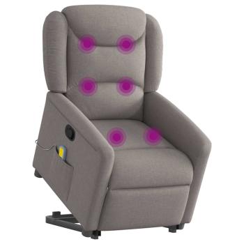 Massagesessel mit Aufstehhilfe Taupe Stoff