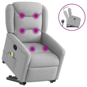 ARDEBO.de - Massagesessel mit Aufstehhilfe Wolkengrau Stoff