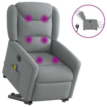 ARDEBO.de - Elektrischer Massagesessel mit Aufstehhilfe Hellgrau Stoff