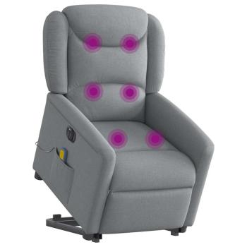 Elektrischer Massagesessel mit Aufstehhilfe Hellgrau Stoff