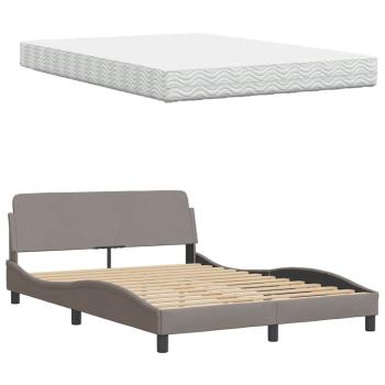 Bett mit Matratze "Hanko" Taupe 140x190 cm Stoff