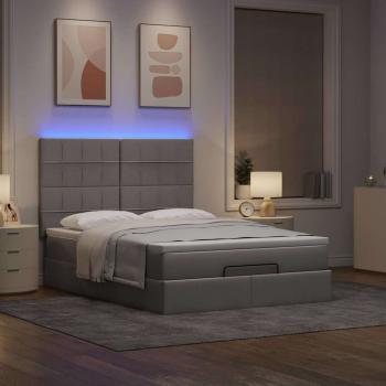 Ottoman-Bett mit Matratze & LEDs Taupe 140x200 cm Stoff