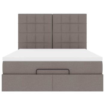 Ottoman-Bett mit Matratze & LEDs Taupe 140x200 cm Stoff