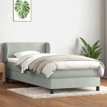 Boxspringbett mit Matratze Hellgrau 90x220 cm Samt