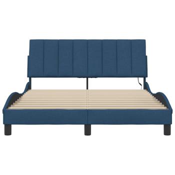 Bettgestell ohne Matratze "Hanko" Blau 120x200 cm Stoff