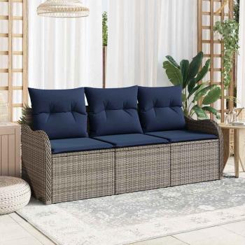 ARDEBO.de - Gartensofa-set 3 stk. Grau Poly-Rattan
