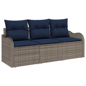 Gartensofa-set 3 stk. Grau Poly-Rattan