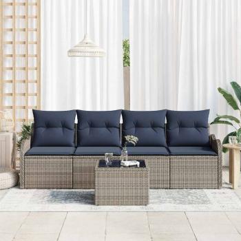 Gartensofa-set 5 stk. Grau Poly-Rattan