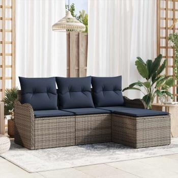 ARDEBO.de - Gartensofa-set Grau Poly-Rattan