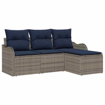 Gartensofa-set Grau Poly-Rattan