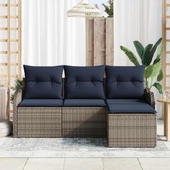 Gartensofa-set Grau Poly-Rattan