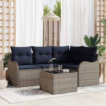 ARDEBO.de - Gartensofa-set Grau Poly-Rattan