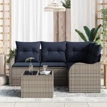 Gartensofa-set Grau Poly-Rattan