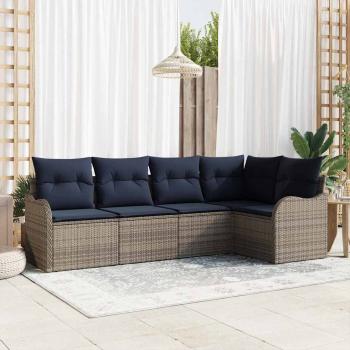 ARDEBO.de - Gartensofa-set Grau Poly-Rattan