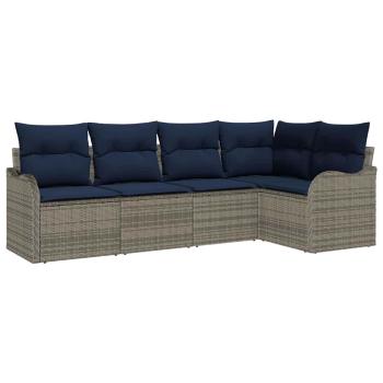 Gartensofa-set Grau Poly-Rattan