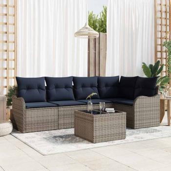 ARDEBO.de - Gartensofa-set Grau Poly-Rattan