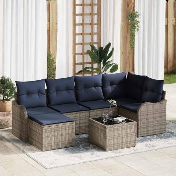 ARDEBO.de - Gartensofa-set 7 stk. Grau Poly-Rattan