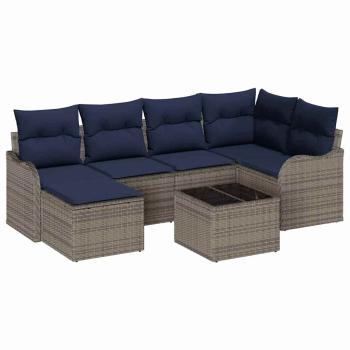 Gartensofa-set 7 stk. Grau Poly-Rattan