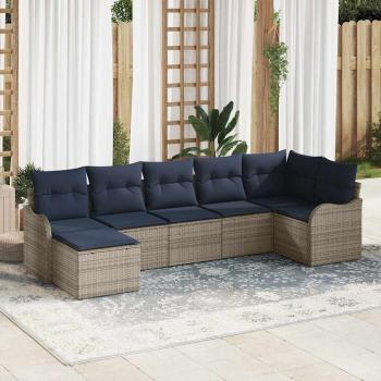 ARDEBO.de - Gartensofa-set 7 stk. Grau Poly-Rattan