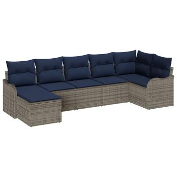 Gartensofa-set 7 stk. Grau Poly-Rattan