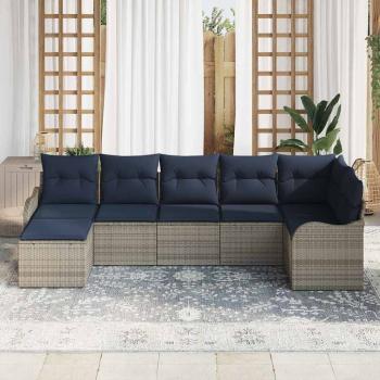 Gartensofa-set 7 stk. Grau Poly-Rattan