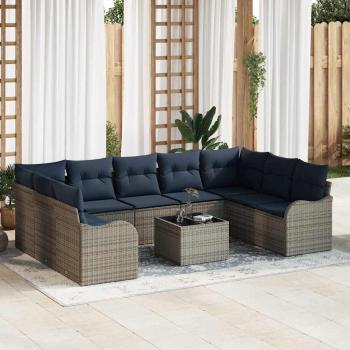 ARDEBO.de - Gartensofa-set 10 stk. Grau Poly-Rattan