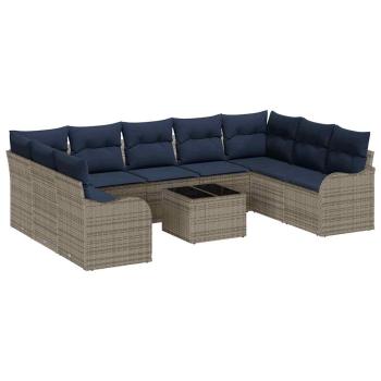 Gartensofa-set 10 stk. Grau Poly-Rattan