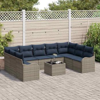 Gartensofa-set 10 stk. Grau Poly-Rattan