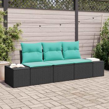 ARDEBO.de - Sofa Set 3 stk. Schwarz [Synthetisch]: Poly Rattan